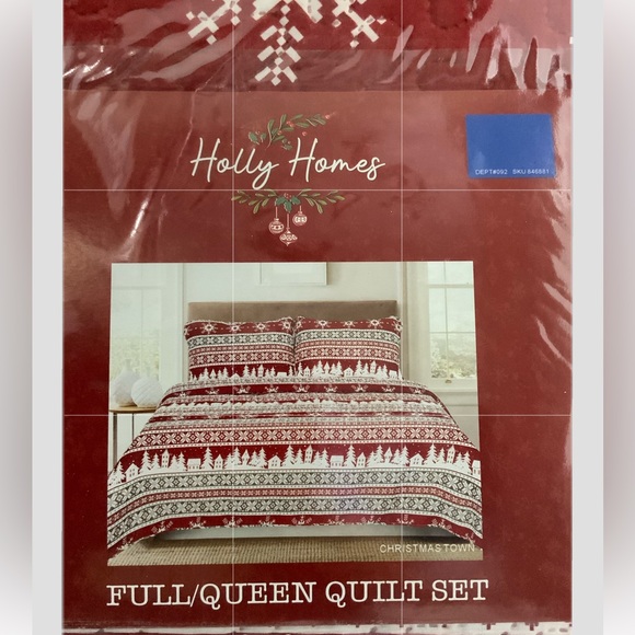 Christmas Quilt Set Holiday Full/Queen Bedding 3 Piece Winter Christmas Town - Picture 8 of 10